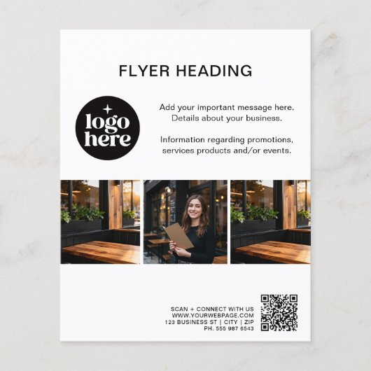 Modern Custom Photos Logo QR Code Business Flyer (Vorne)