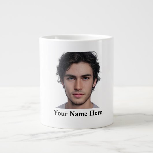 Modern Custom portrait Foto Template Jumbo-Tasse (Vorderseite)