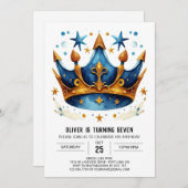 Modern Custom Prince Crown Geburtstag Einladung (Vorne/Hinten)