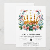 Modern Custom Princess Crown Geburtstag Einladung (Vorne/Hinten)