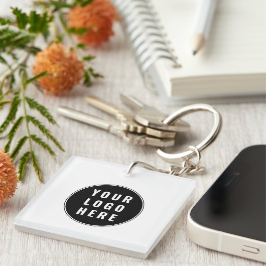 Modern Custom QR Code Minimalist Business Logo Schlüsselanhänger (Vorderseite rechts)