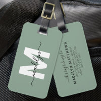 Modern Custom Sage Green Monogram Name