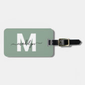 Modern Custom Sage Green Monogram Name Gepäckanhänger (Vorderseite horizontal)