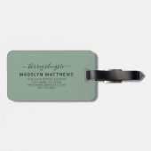 Modern Custom Sage Green Monogram Name Gepäckanhänger (Rückseite horizontal)
