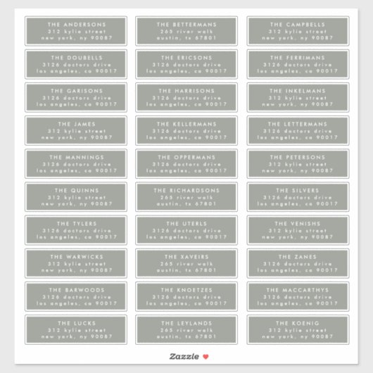 Modern Custom Sage Green White Guest Address Aufkleber (Blatt)