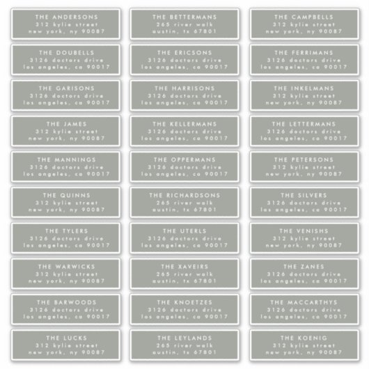 Modern Custom Sage Green White Guest Address Aufkleber (Vorderseite)