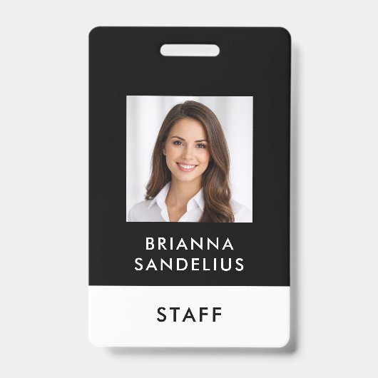 Modern Custom Script Black & White Photo ID Name Ausweis (Vorderseite)