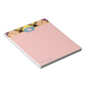 Modern Custom Script Monogram Tartan Jeans Pink Notizblock (angewinkelt)
