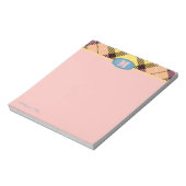 Modern Custom Script Monogram Tartan Jeans Pink Notizblock (Rotiert)
