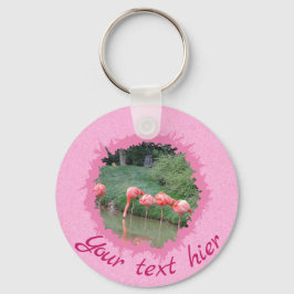 Modern custom text and 2 photo on pink pattern schlüsselanhänger