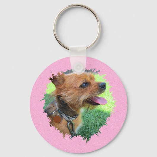 Modern custom text and 2 photo on pink pattern schlüsselanhänger (Rückseite)