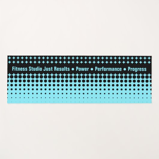 Modern Custom Text Electric-Blue & Black Half Tone Yogamatte (Vorderseite (Horizontal))