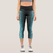 Modern Custom Text Electric-Blue Halftone on Black Capri Leggings (Vorderseite)