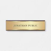 Modern Custom Text Name Luxury Black & Gold Türschild (Vorderseite )