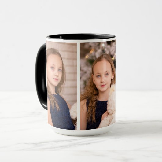 Modern Custom Three Photo Collage Tasse (Vorderseite Links)