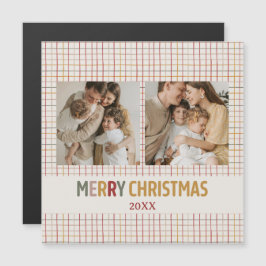 Modern Custom Two Foto Weihnachtskarte Magnetkarte