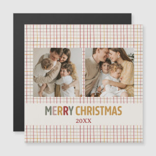 Modern Custom Two Foto Weihnachtskarte Magnetkarte