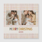 Modern Custom Two Foto Weihnachtskarte Magnetkarte (Vorderseite)