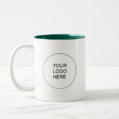 Modern Custom Upload Your Company Logo Green White Zweifarbige Tasse (Links)