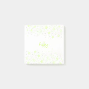 Modern Custom Watercolor Green Stars Post-it Klebezettel