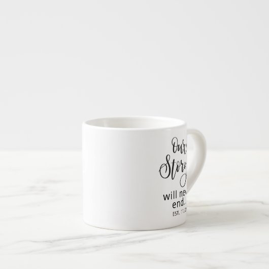 Modern Custom wedding Quote Black Text Espresso C Espressotasse (Vorderseite Rechts)