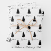 Modern Custom White Black Tree Frohe Weihnachten Geschenkpapier Set (Beispiel)