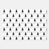 Modern Custom White Black Tree Frohe Weihnachten Geschenkpapier Set (Vorderseite)