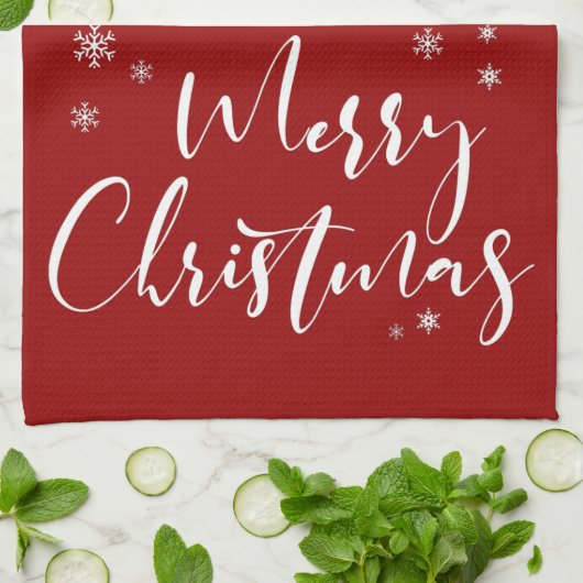 Modern Custom White Black Tree Frohe Weihnachten Geschirrtuch (Gefaltet)