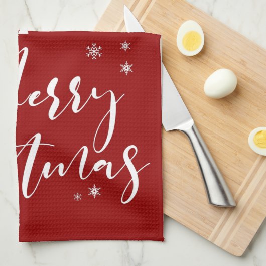 Modern Custom White Black Tree Frohe Weihnachten Geschirrtuch (Viertel Falte)