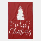 Modern Custom White Black Tree Frohe Weihnachten Geschirrtuch (Vertikal)