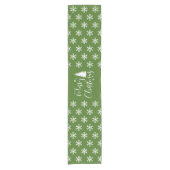 Modern Custom White Black Tree Frohe Weihnachten Kurzer Tischläufer (Vorderseite)