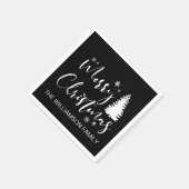Modern Custom White Black Tree Frohe Weihnachten Serviette (Ecke)