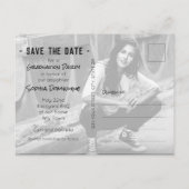 Modern Cut Out Abschluss Foto Save the Date Postkarte (Rückseite)