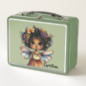 Modern Cute Black Girl Fairy Princess Metall Brotdose (Vorderseite)