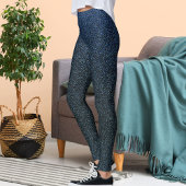 Modern Cute Blue Glitter Shiny Pattern Chrismas Leggings