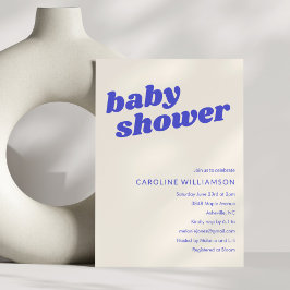 Modern Cute Blue White Retro Baby Shower Einladung