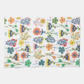 Modern cute botanical pattern Pink Blue yellow Geschirrtuch (Horizontal)