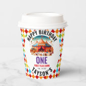 Modern Cute Circus Carnival 1st Birthday  Pappbecher (Vorderseite)