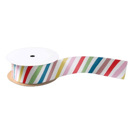 Modern Cute Colorful Stripes Holiday Satinband (Spule)