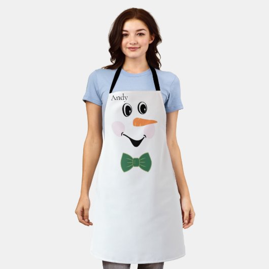 Modern Cute Custom Snowman face apron bow tie red Schürze (Getragen)