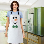 Modern Cute Custom Snowman face apron bow tie red Schürze<br><div class="desc">Modern Cute Custom Snowman Face With a Dark Green bow bowtie</div>