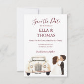 Modern Cute Deep Burgundy Text Save The Date (Vorderseite)