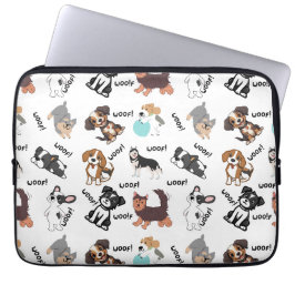Modern Cute Dog and Woof! Electronics Laptop Bag Laptopschutzhülle