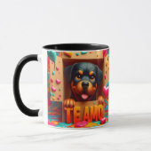 Modern Cute Dog Te Amo Valentines Day Tasse (Links)