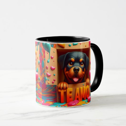 Modern Cute Dog Te Amo Valentines Day  Tasse (VorderseiteRechts)