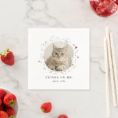 Modern Cute Drinks on Me Pet Photo Wedding Serviette (Beispiel)