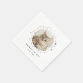 Modern Cute Drinks on Me Pet Photo Wedding Serviette (Ecke)