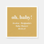 Modern Cute Dusty Gelb Baby Shower Benutzername Serviette