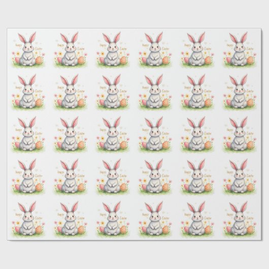 Modern Cute Easter Bunny And Eggs Collection Geschenkpapier (Flach)