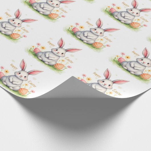 Modern Cute Easter Bunny And Eggs Collection Geschenkpapier (Ecke)